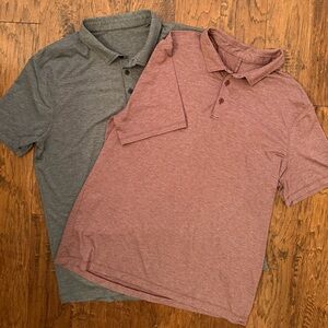 Two lululemon Polo Shirts -  one grey and one maroon(brushed red) - XL